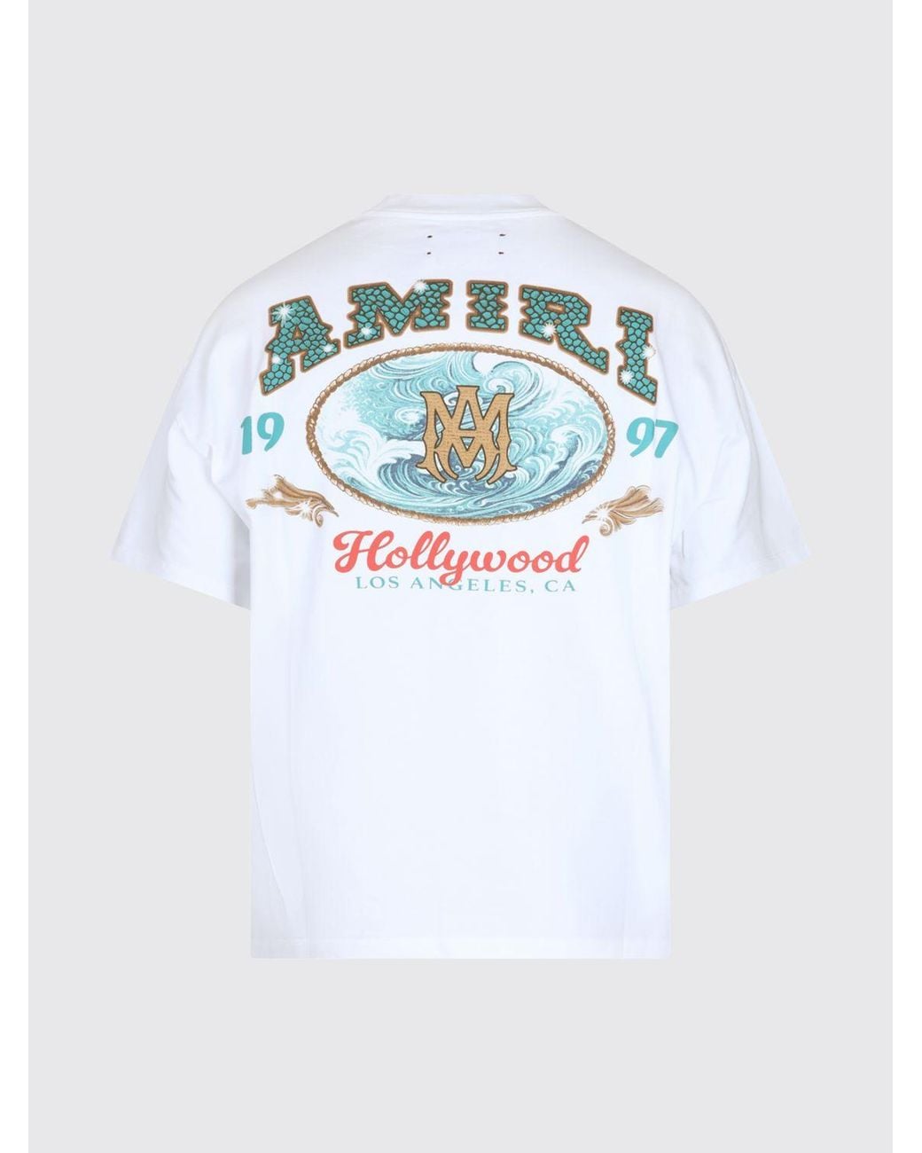 Amiri White Relaxed Fit Cotton T-Shirt With Graphic And Logo Print for men