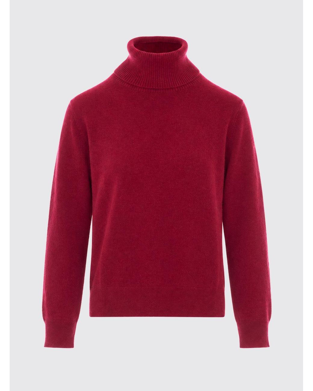 Not Shy Red Pure Cashmere Turtleneck Jumper With Long Sleeves And Ribbed Trim