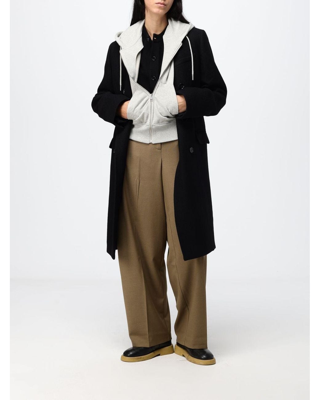 AMI Black Crewneck Cashmere Cardigan With Ribbed Trims