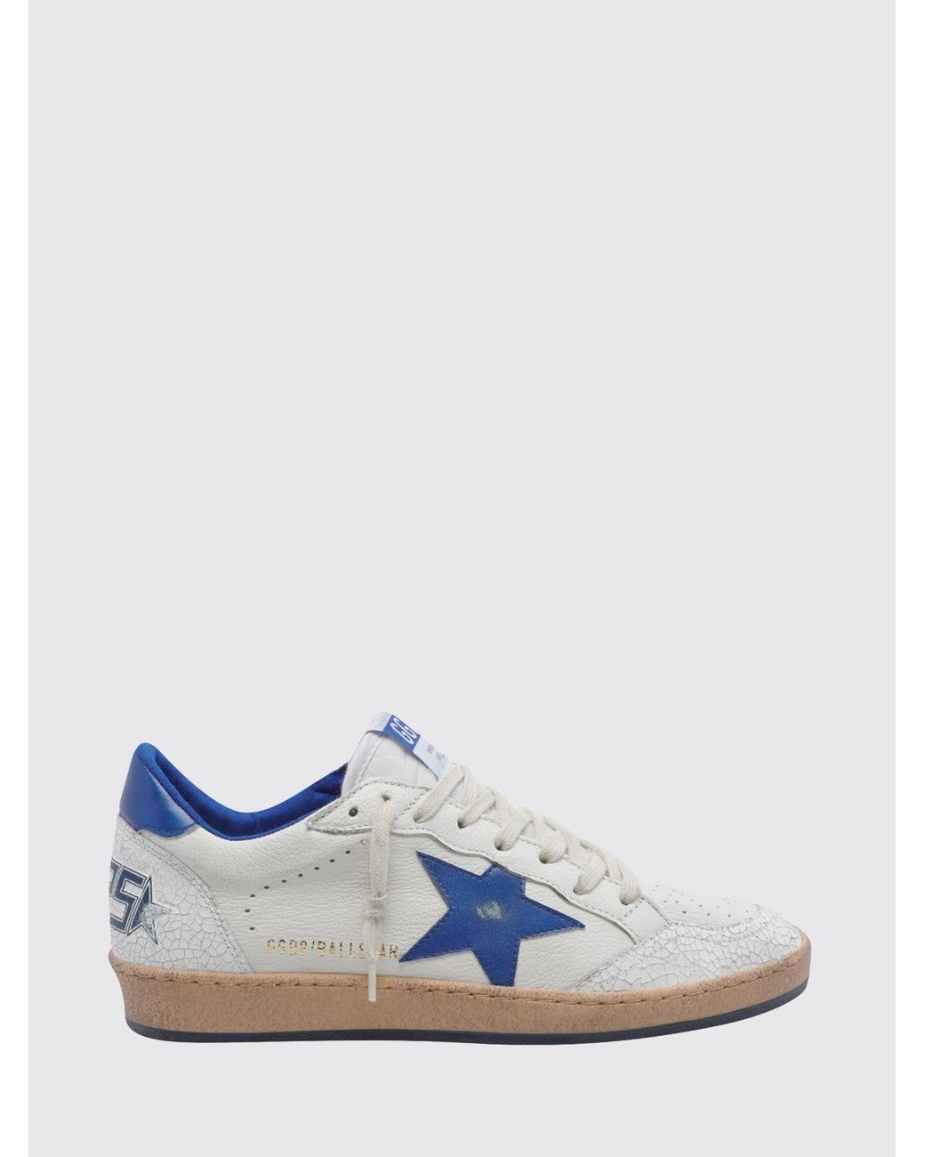 Golden Goose Deluxe Brand Blue Ball Star Distressed Leather Trainers With Contrasting Logo for men