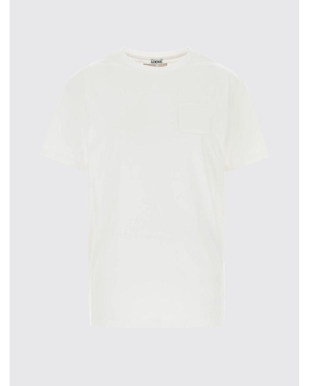 Loewe White Crew Neck Cotton T-Shirt With Patch Pocket
