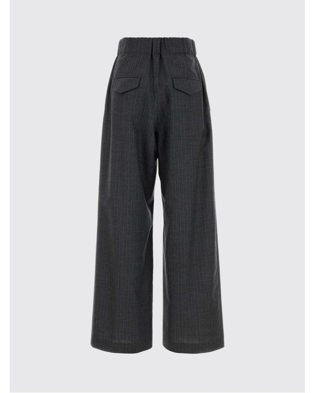 Jil Sander Black Striped Wool Palazzo Trousers With High Logo Waistband