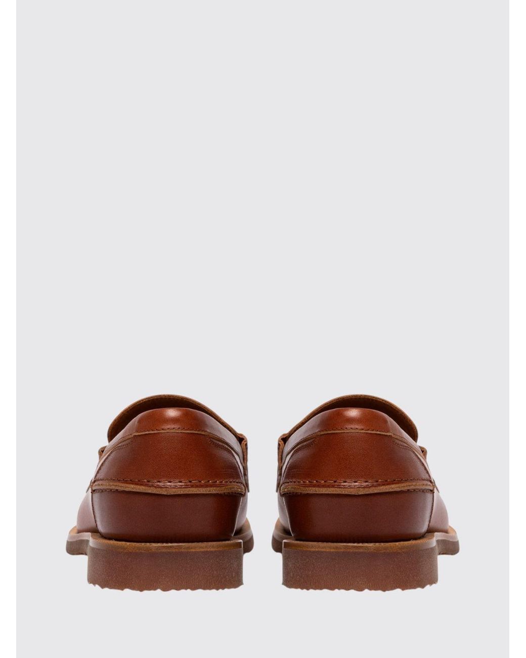 Buttero Brown Smooth Leather Penny Loafers With Raised Apron Toe