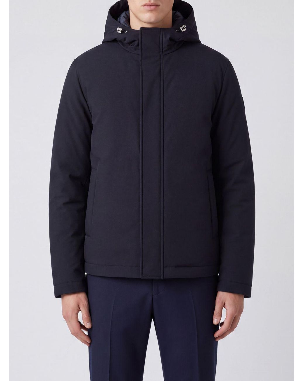 Herno Blue Hooded Padded Windbreaker Jacket for men