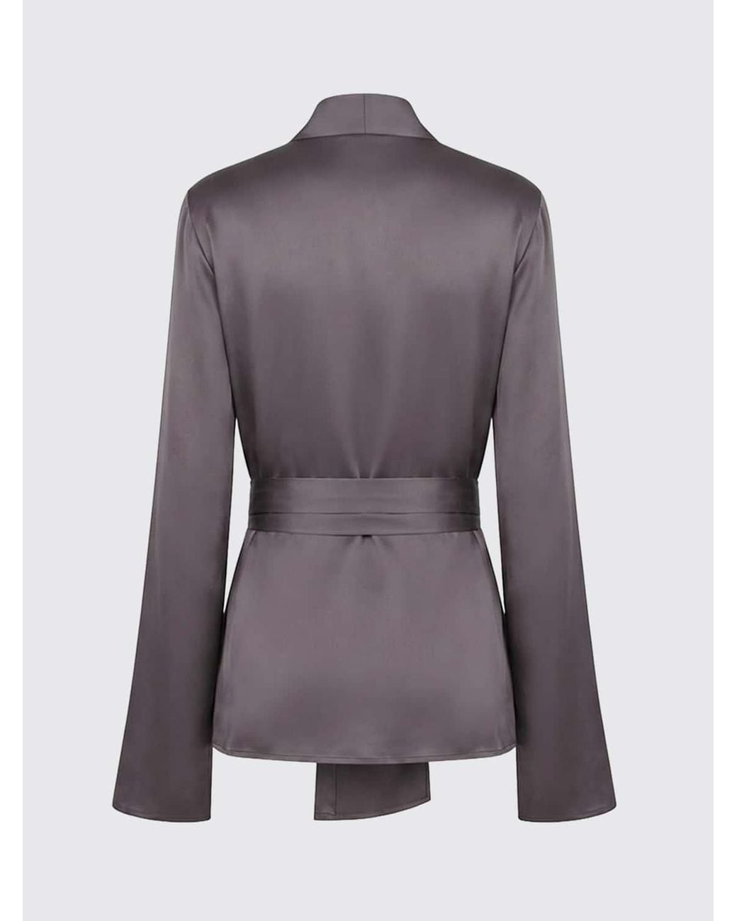 Rick Owens Purple Asymmetric Satin Wrap Blouse With V-Neck