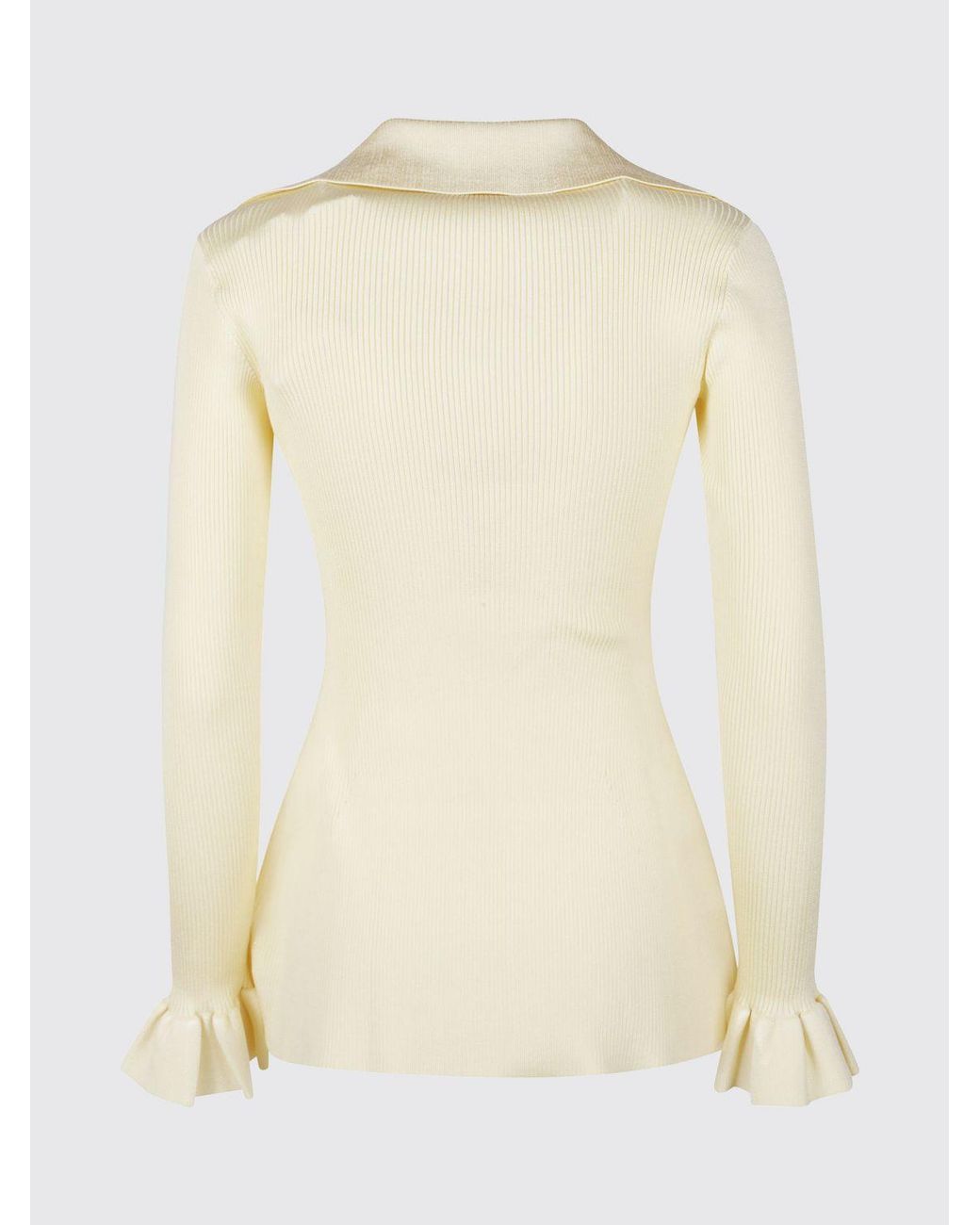 Self-Portrait Natural V-Neck Ribbed Viscose Cardigan With Jewelled Buttons