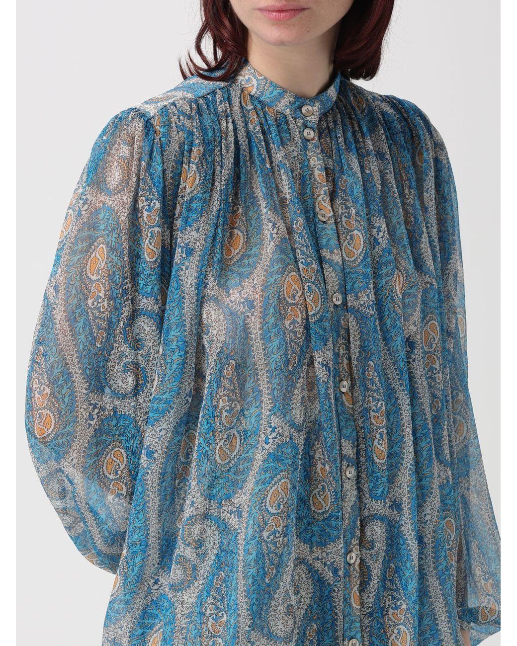 Etro Blue Silk Shirt With Paisley Print