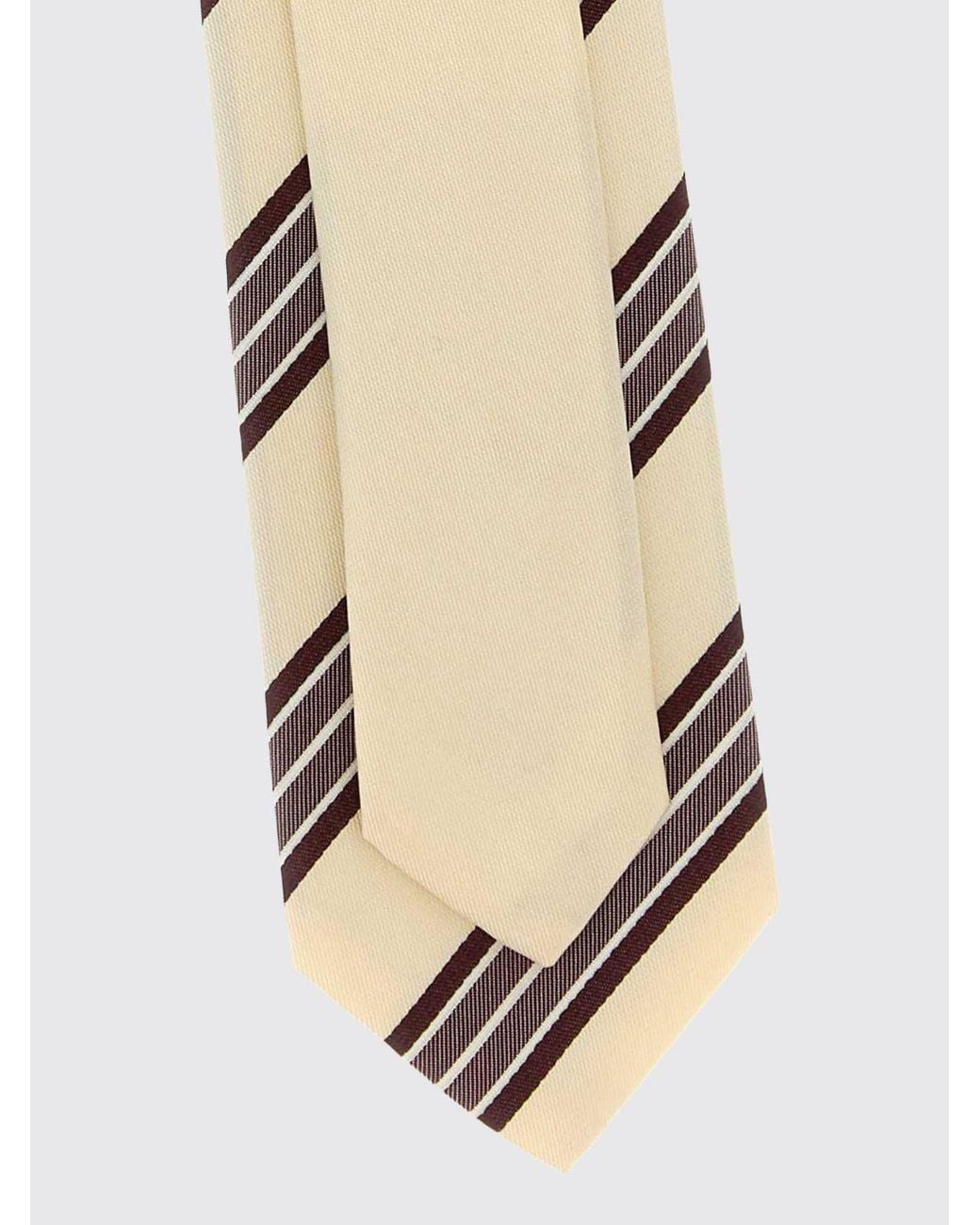 Dries Van Noten White Classic Multicolour Striped Pure Silk Tie for men