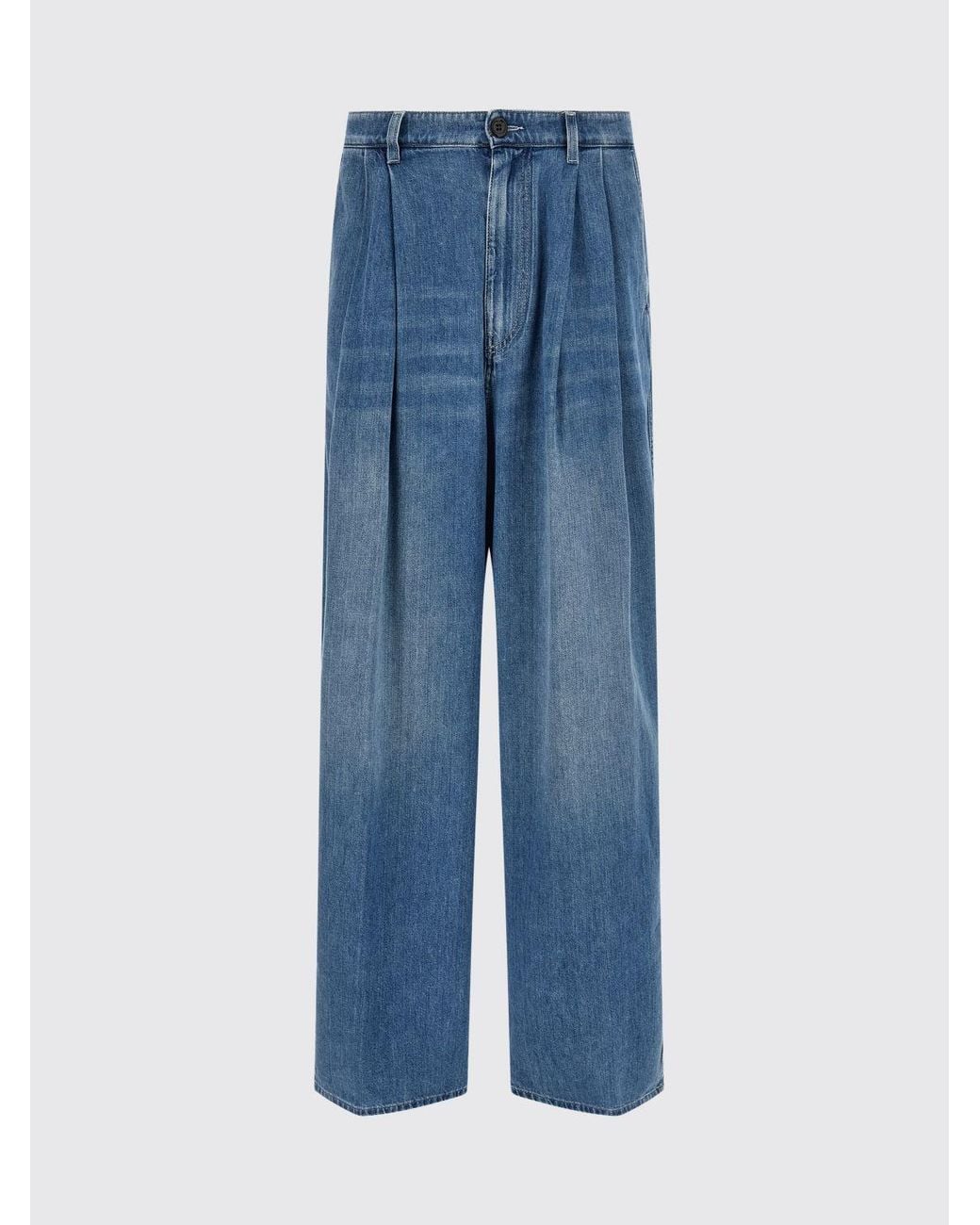 Marni Blue Wide-Leg Pleated Denim Jeans With Mid-Rise Waist for men