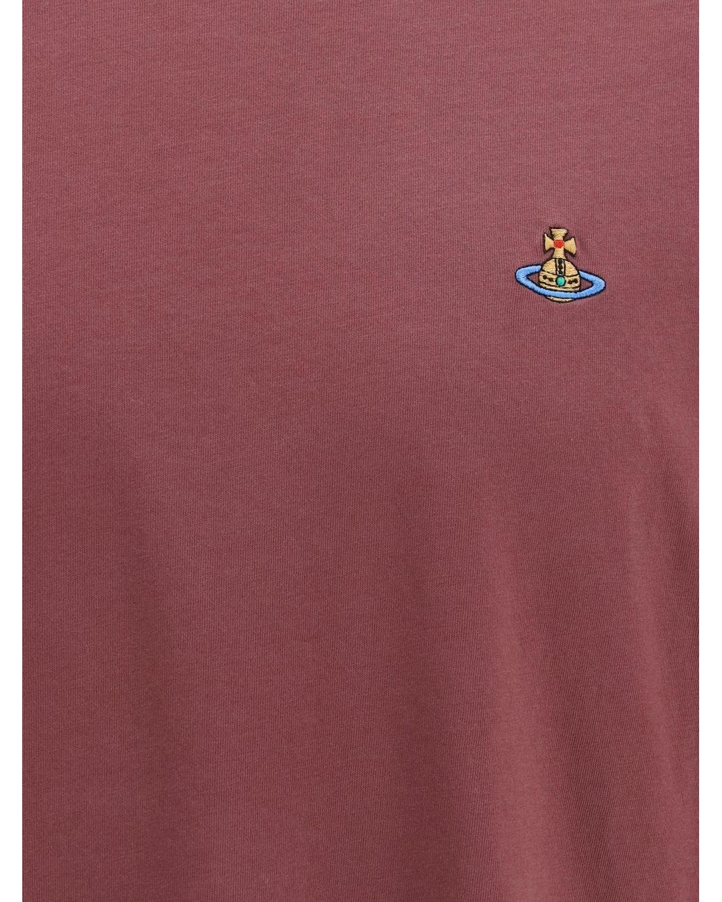 Vivienne Westwood Cotton T-Shirt With Contrast Embroidered Orb Logo On The Chest for men