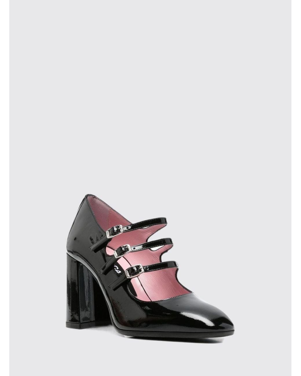 CAREL PARIS Black Keel Patent Leather Mary Jane Pumps With High Heel