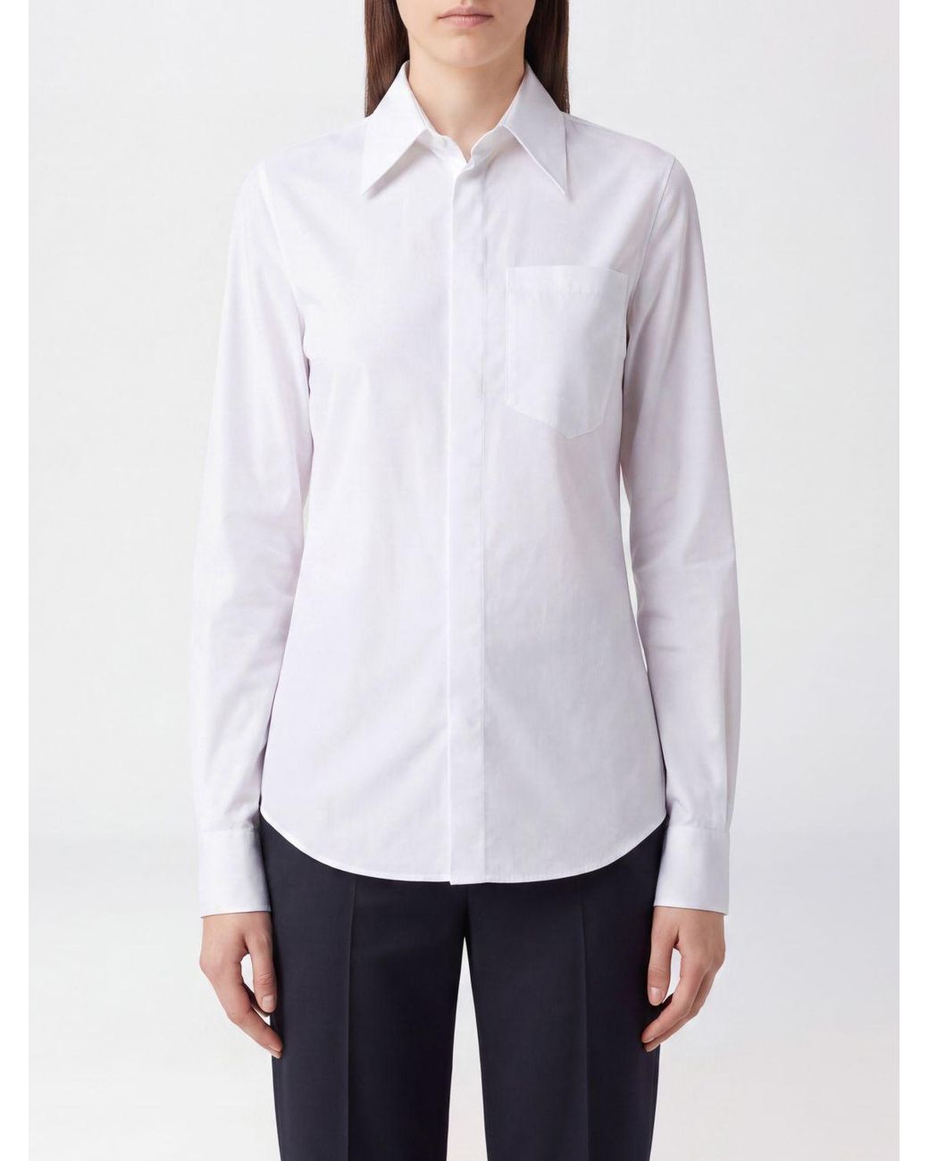 MM6 by Maison Margiela White Slim Fit Cotton Poplin Shirt With Patch Pocket