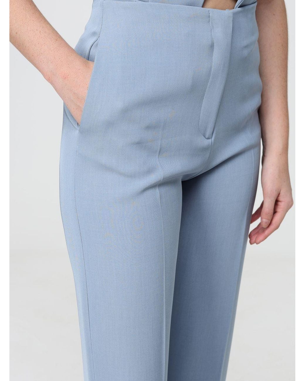 Hanita Blue High-Waisted Wide-Leg Crêpe Palazzo Trousers