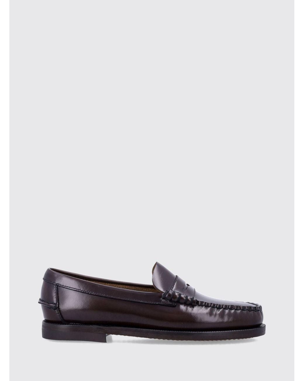 Sebago White Classic Dan Smooth Calfskin Penny Loafers With Saddle Strap