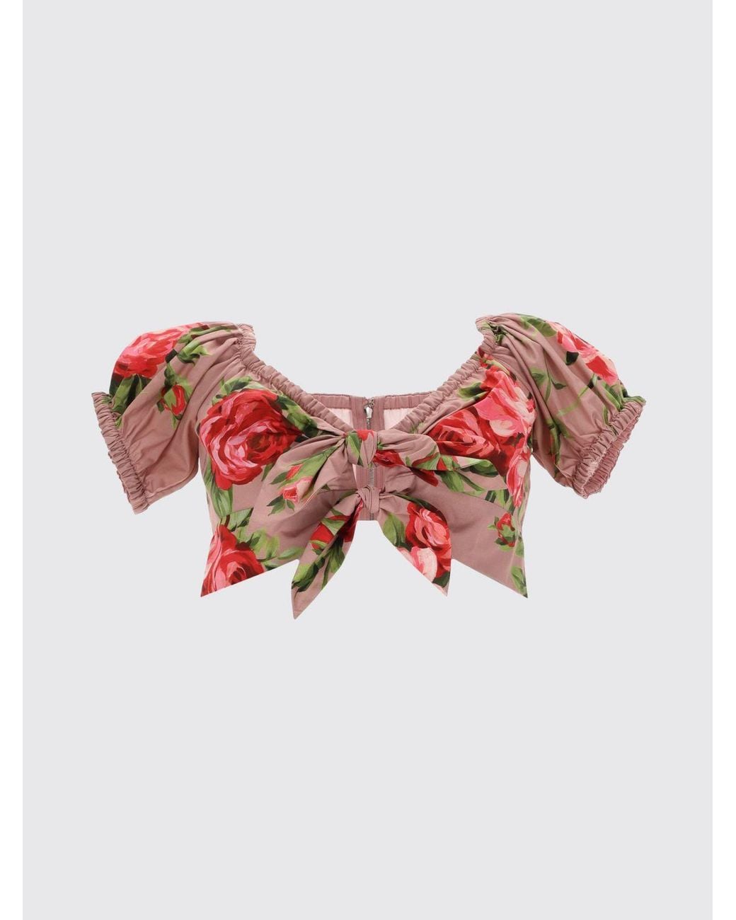 Dolce & Gabbana Pink Dolce &Amp Gabbana Cotton Top With Floral Print
