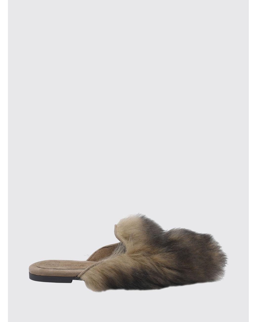 Dolce & Gabbana Red Dolce &Amp Gabbana Shearling Slippers