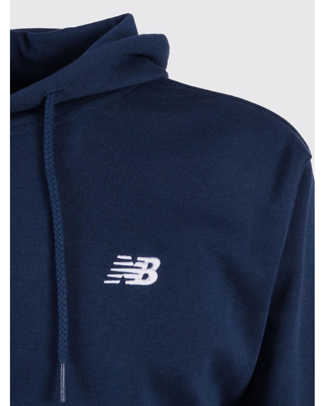 New Balance Blue Cotton Hoodie With Logo for men