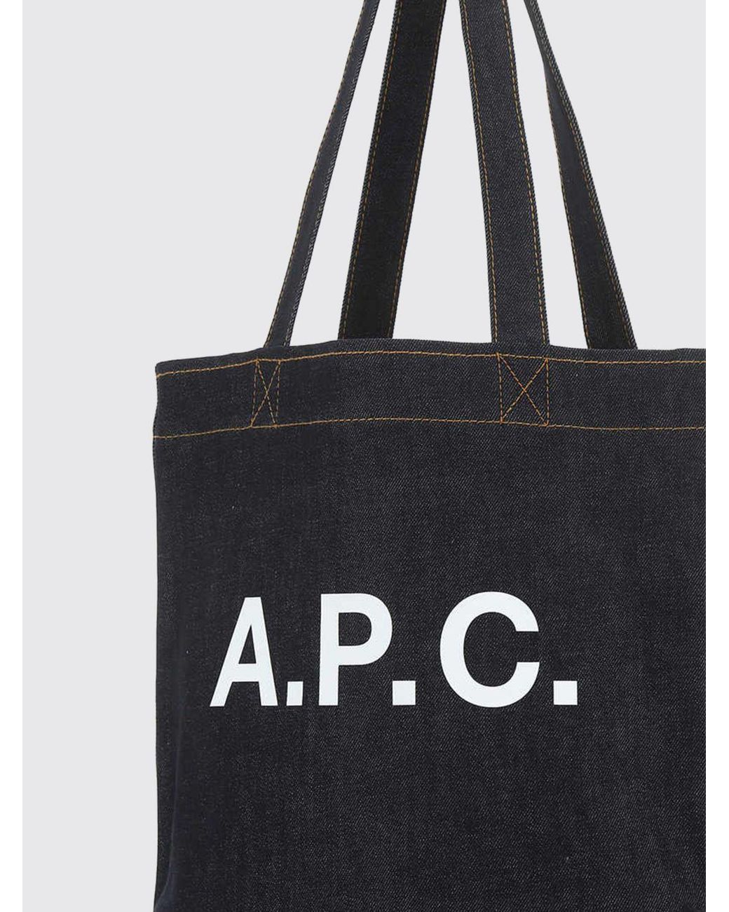 A.P.C. Black Cotton Denim Tote Bag With Logo for men