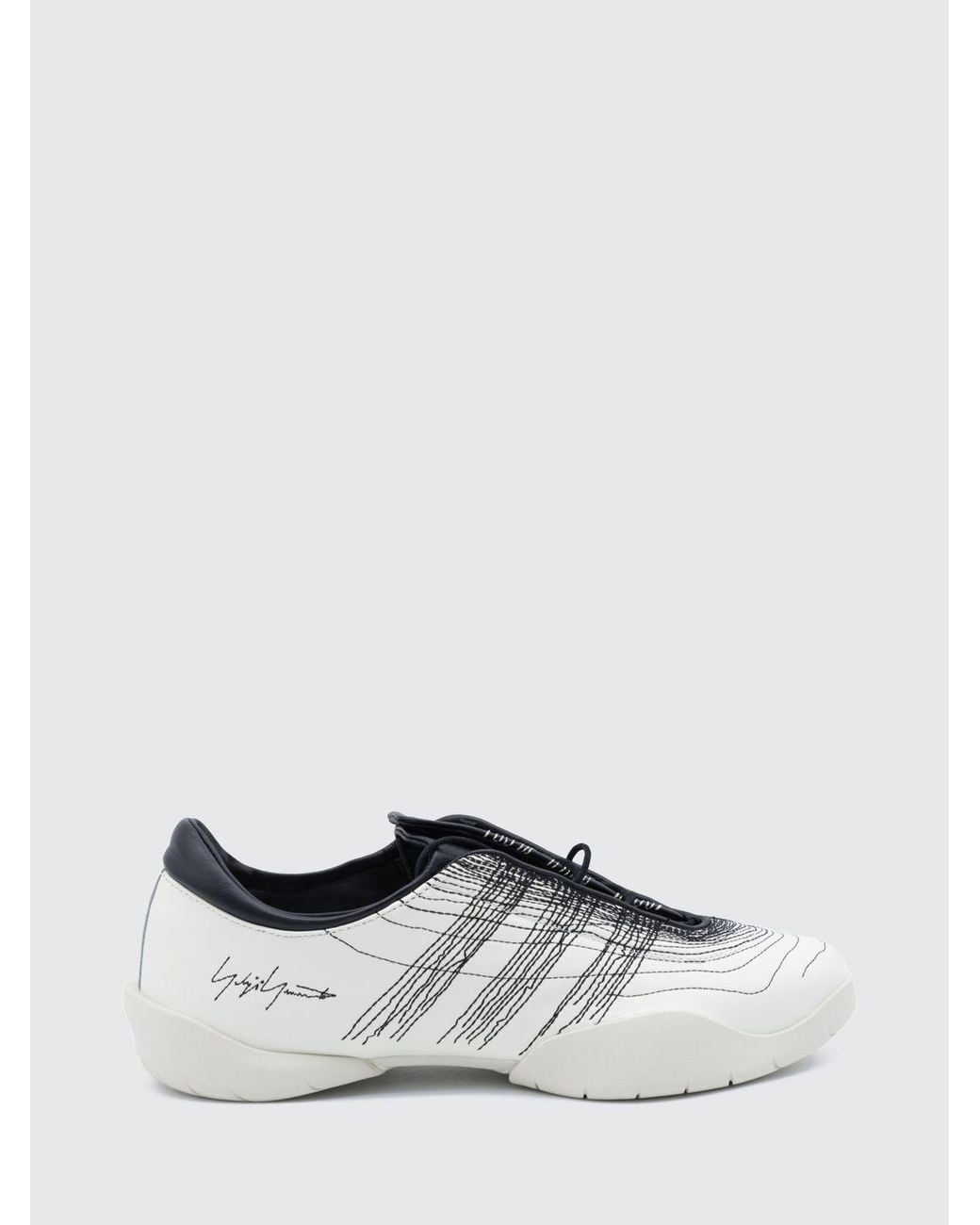 Y-3 White Regu Low Top Leather Trainers With Embroidered Logo for men