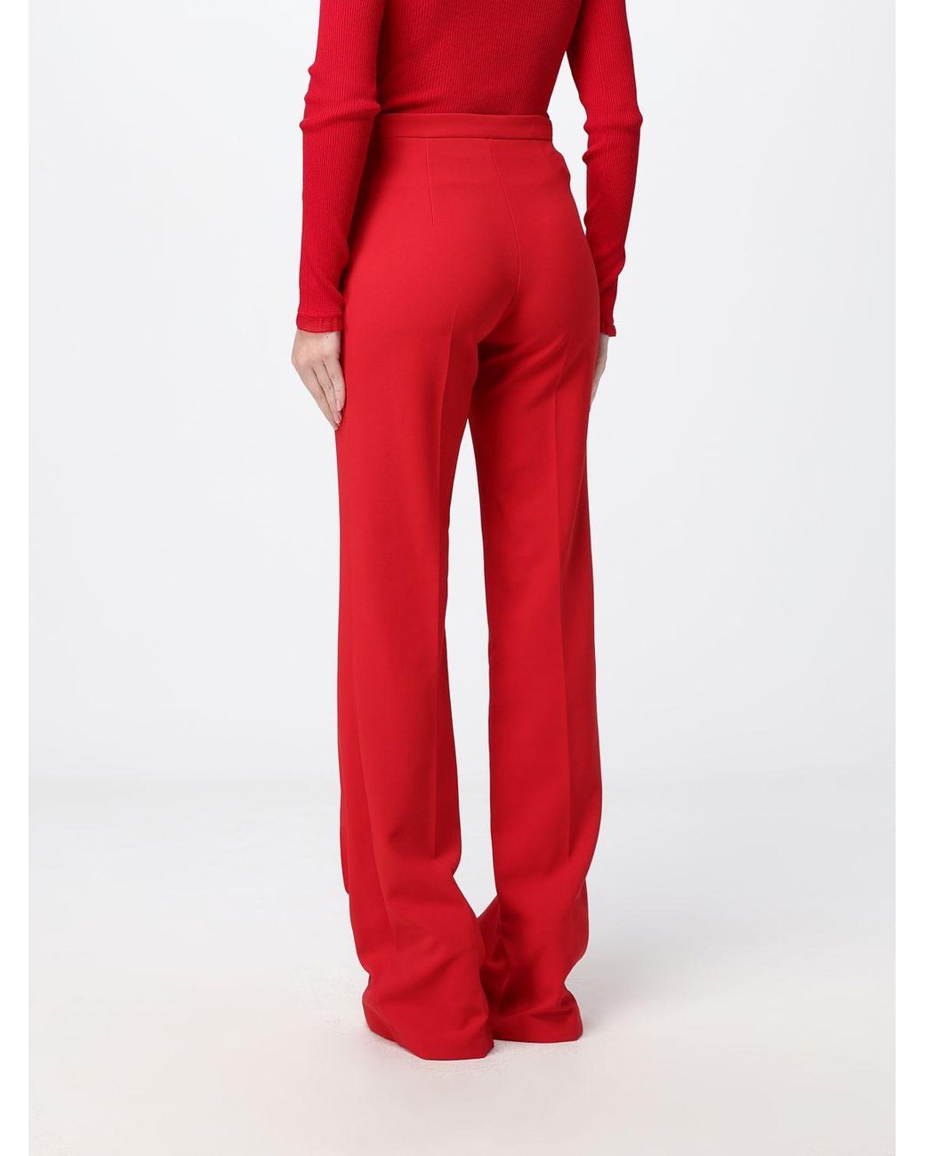 Elisabetta Franchi Red High-Waisted Skinny Stretch-Crêpe Trousers