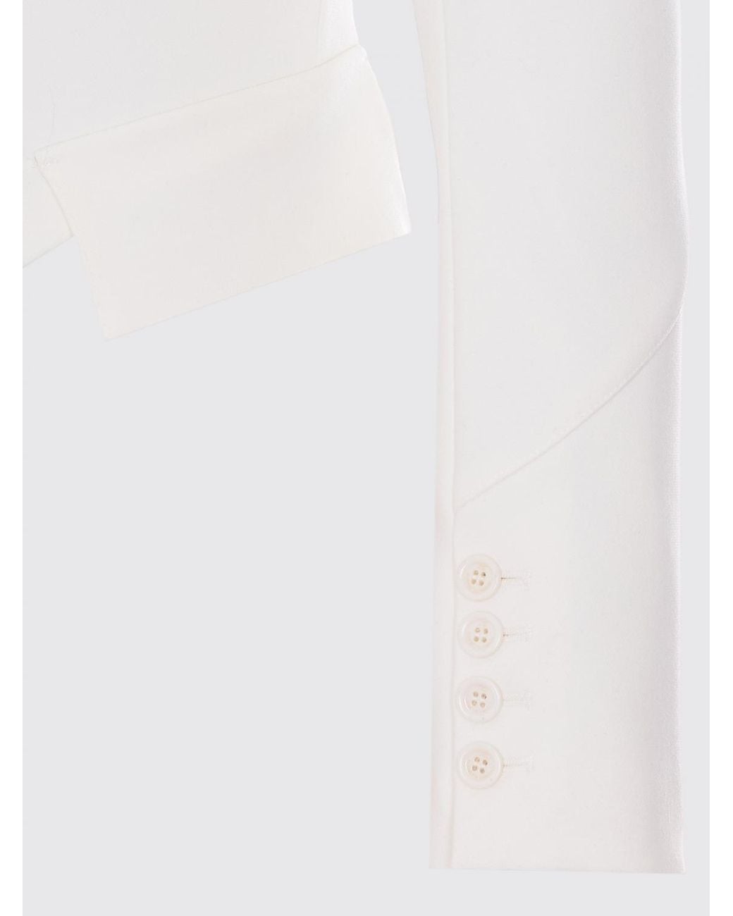 Elisabetta Franchi White Cropped Corset Blazer With Crew Neck And Asymmetrical Hem