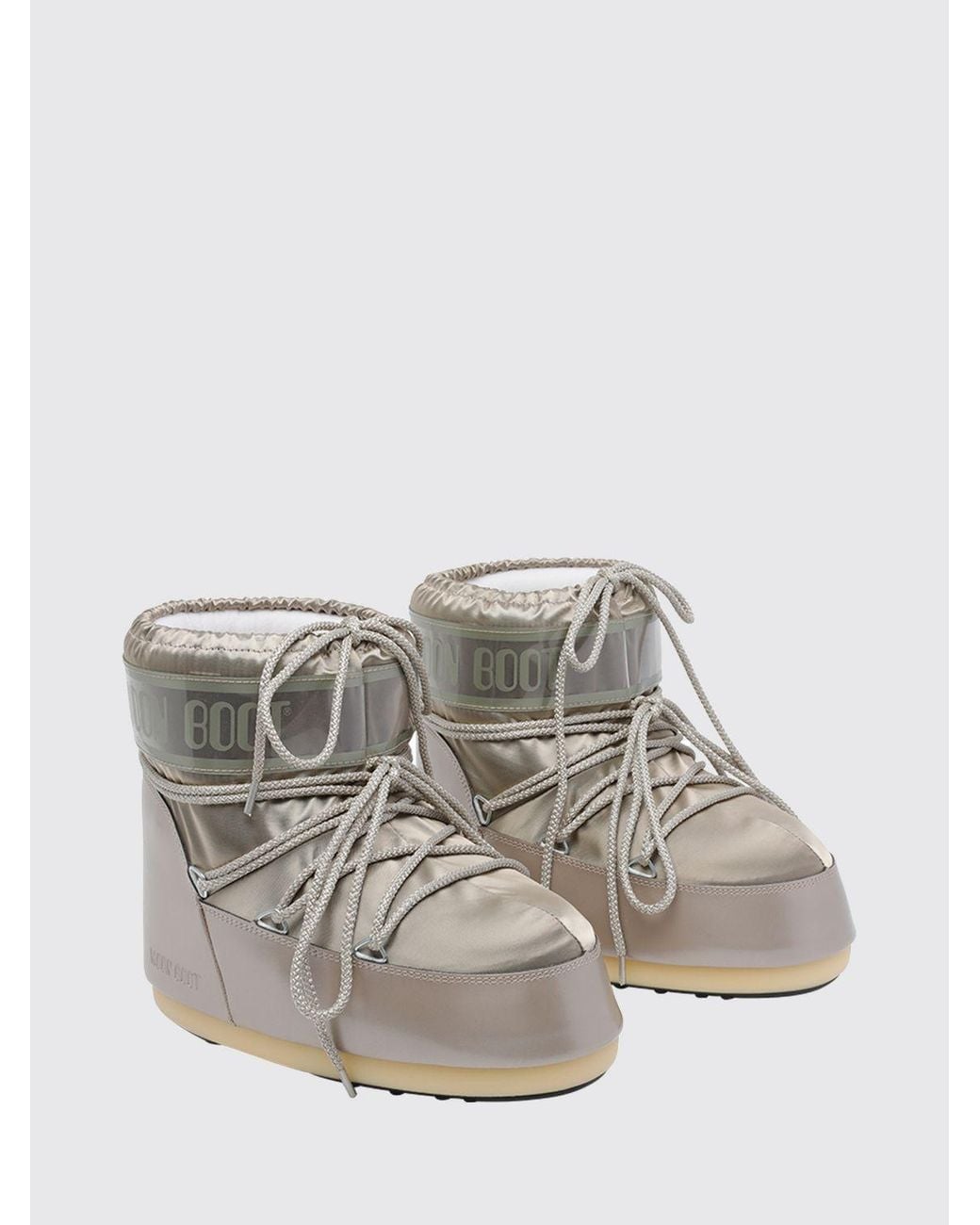 Moon Boot Gray Low Icon Snow Boots With Adjustable Laces And Non-Slip Sole