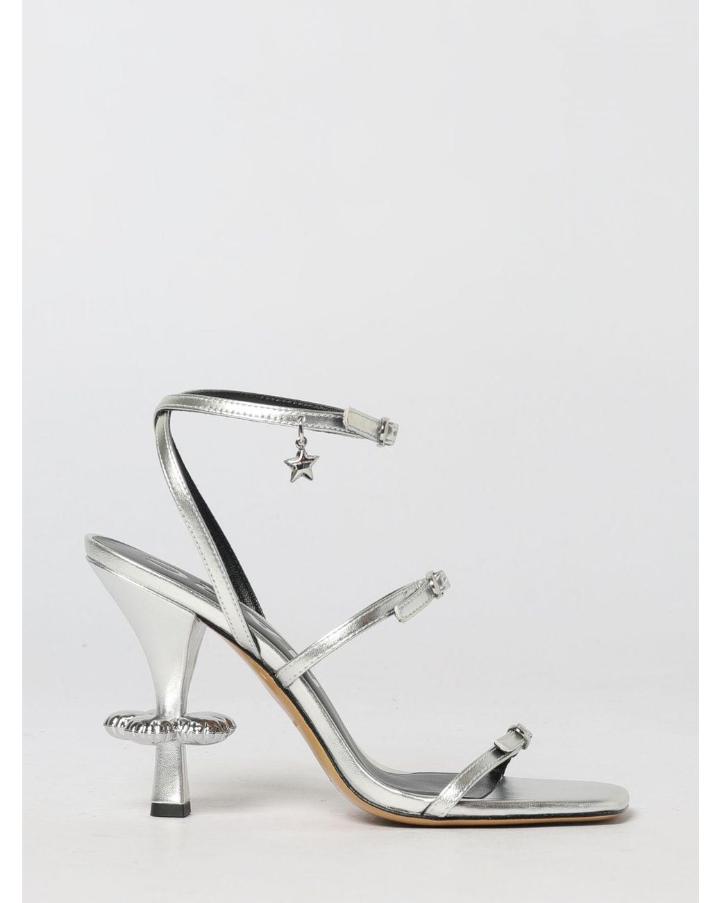 Marc Jacobs White The Metallic Daisy Laminated Leather Sandals