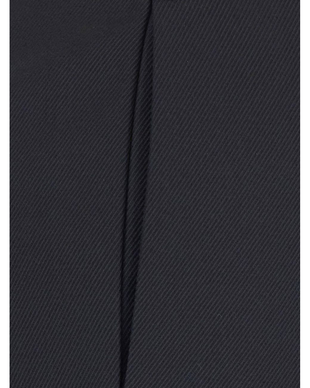 Tela Blue Straight-Leg Cuffed Wool Blend Trousers With Mid-Rise Waist