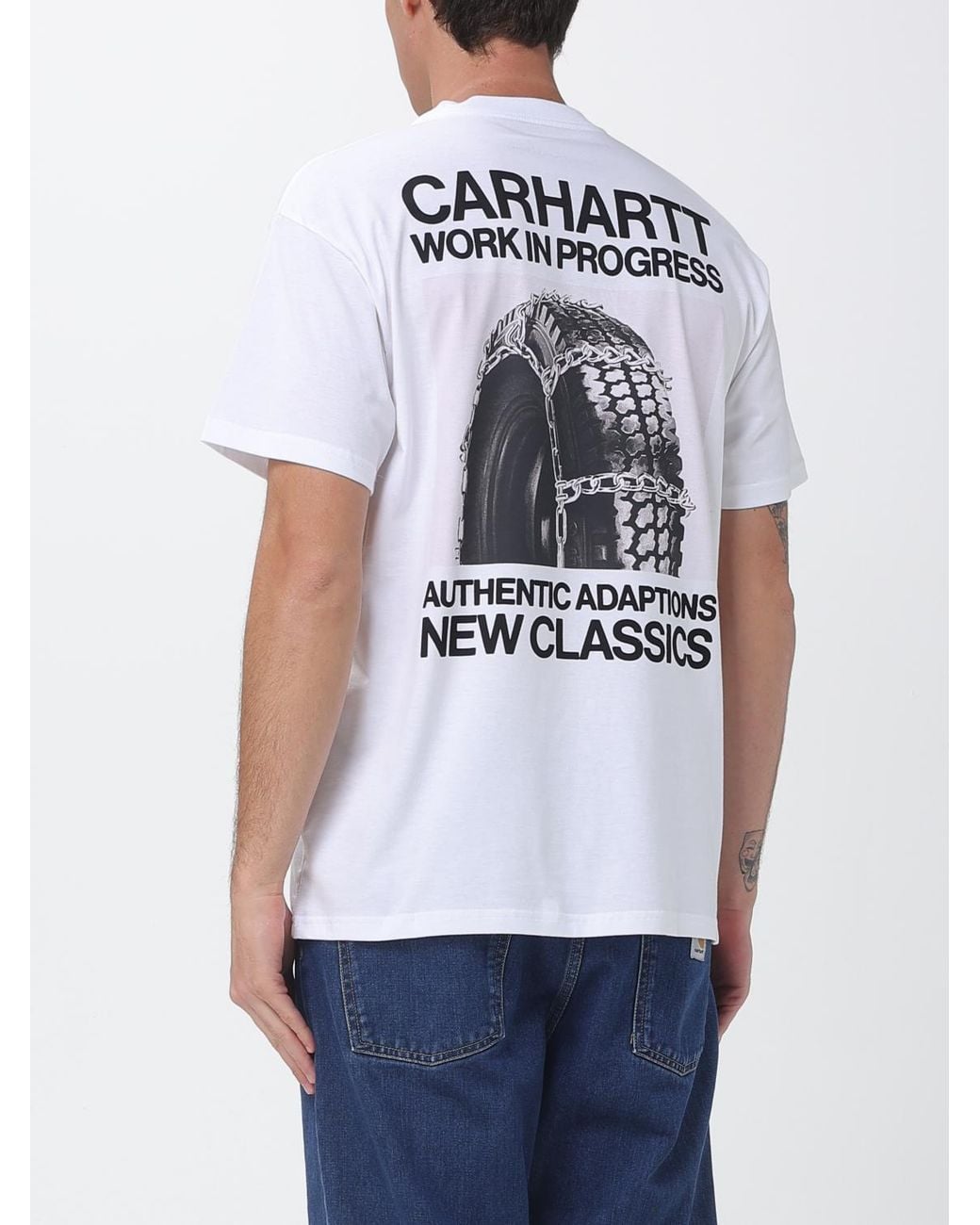 Carhartt White Printed Cotton T-Shirt for men