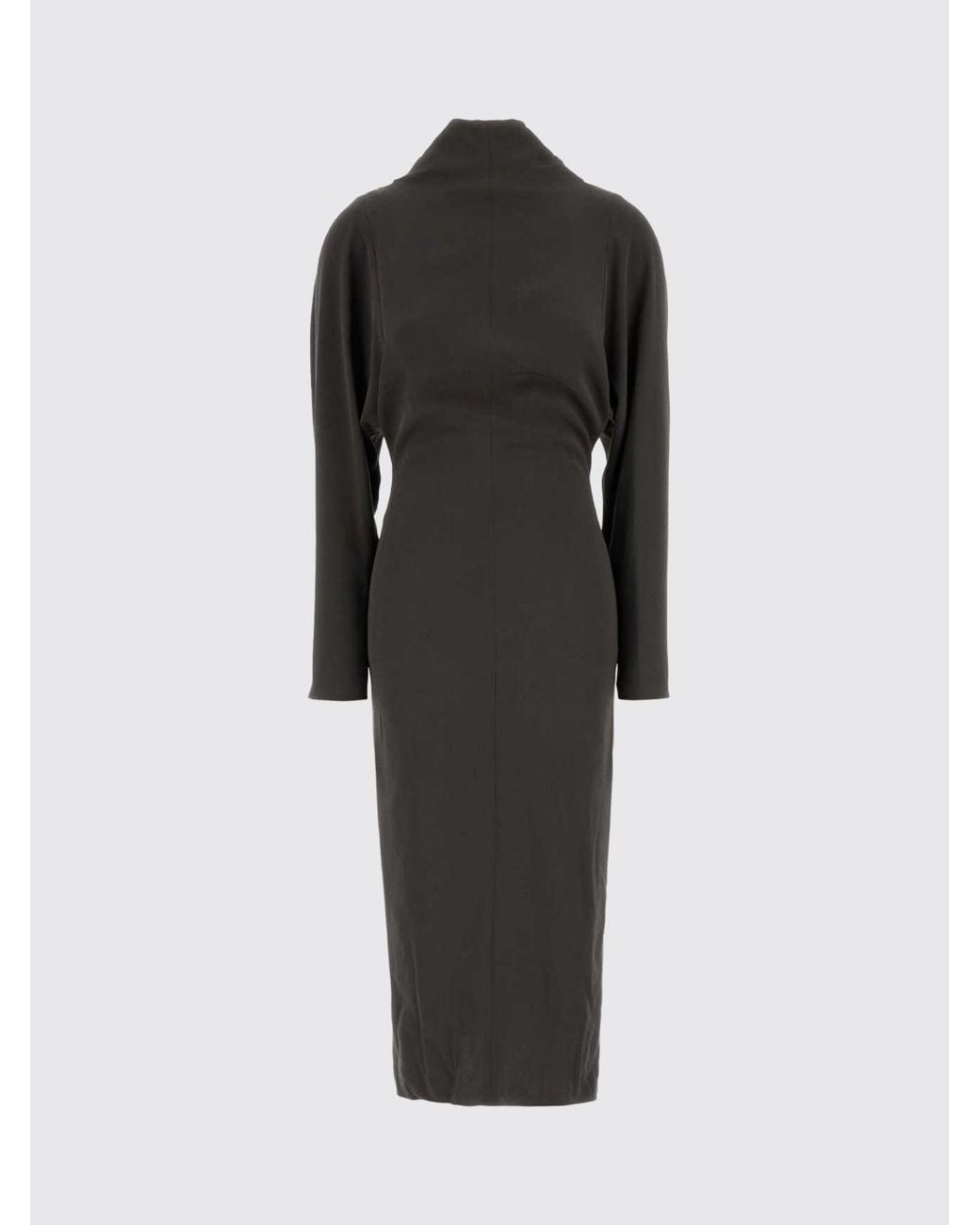 Giorgio Armani Black High-Neck Draped Silk-Blend Sheath Midi Dress