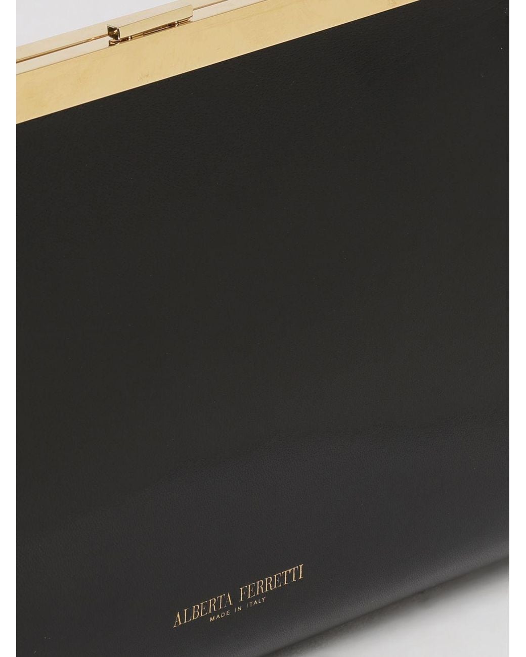 Alberta Ferretti Black Smooth Leather Clutch With Removable Chain Strap