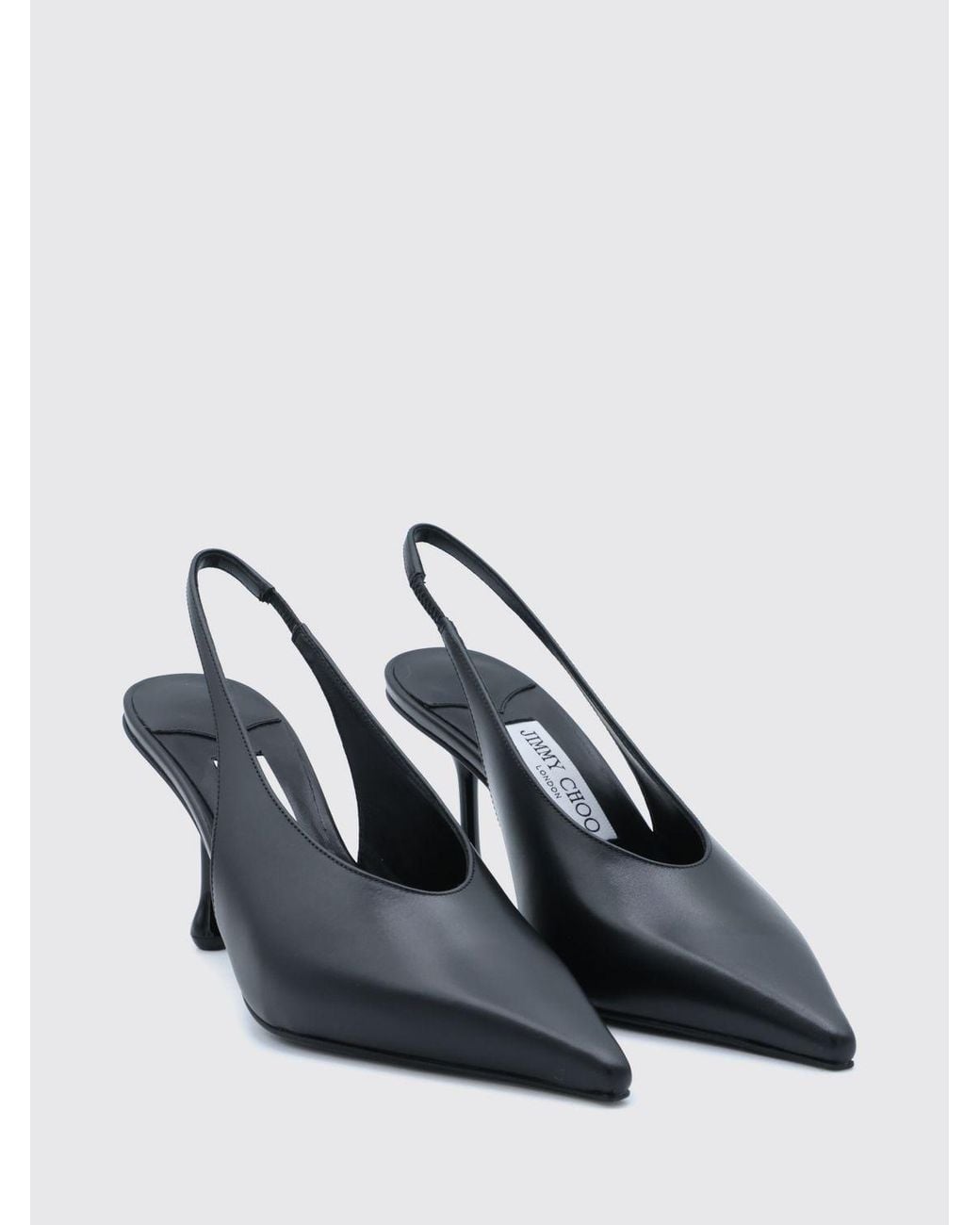 Jimmy Choo Black Isa Leather Slingback Court Shoes With Almond Toe And Teardrop Heel