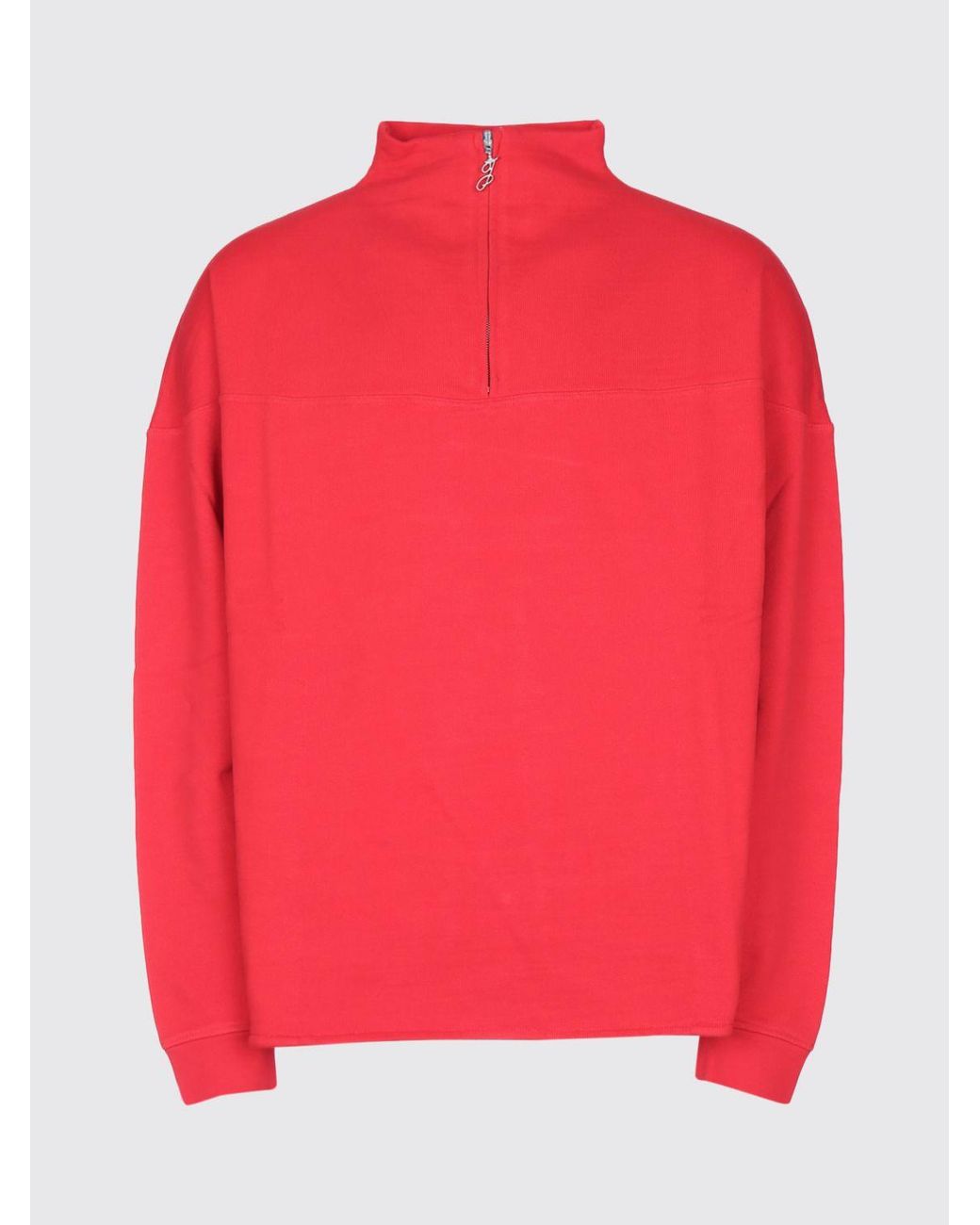 Jacquemus Red Rond Carré Cotton Sweatshirt With High Neck And Half-Zip for men