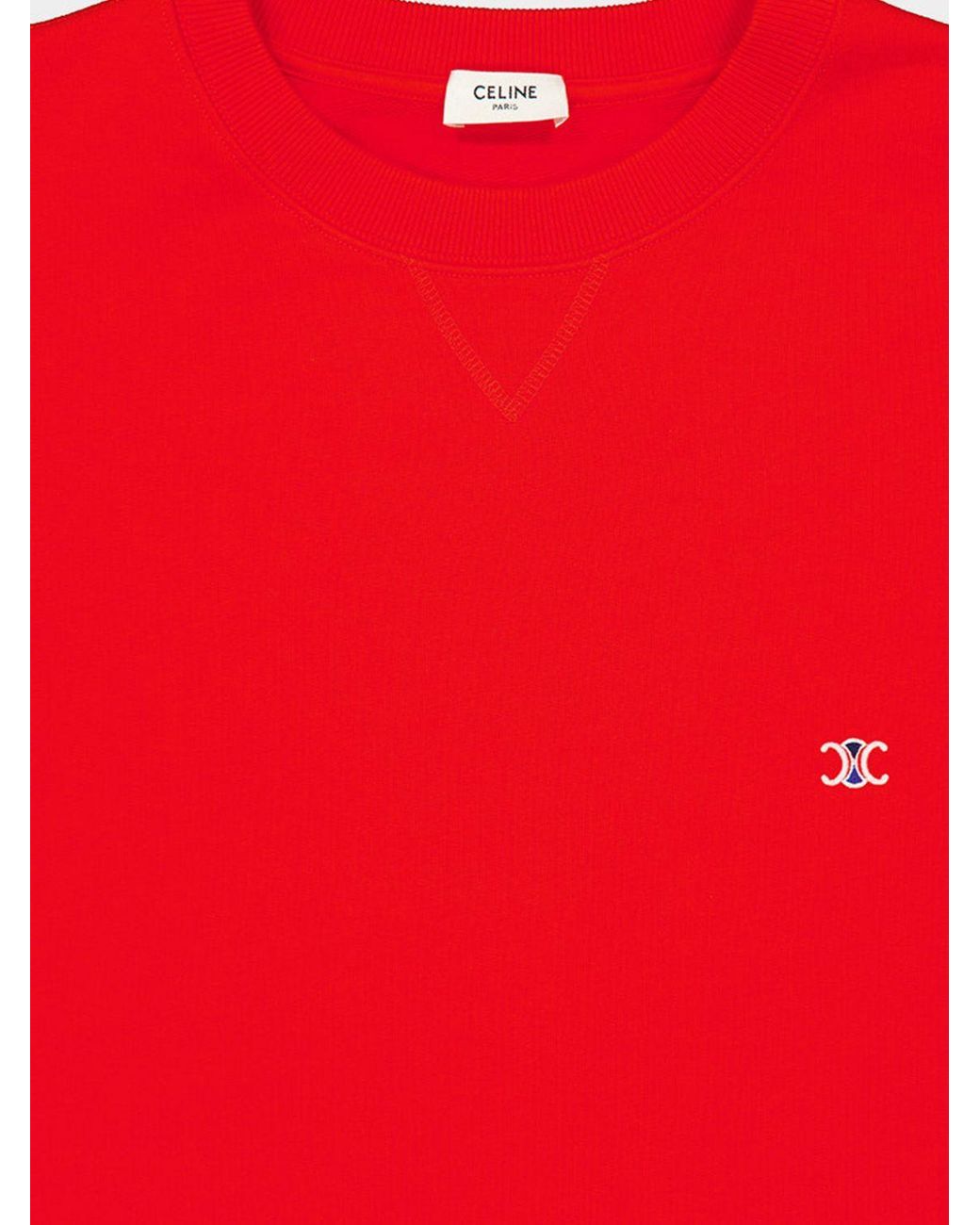 Céline Triomphe Logo Contrast-Embroidered Cotton Crewneck Sweatshirt for men