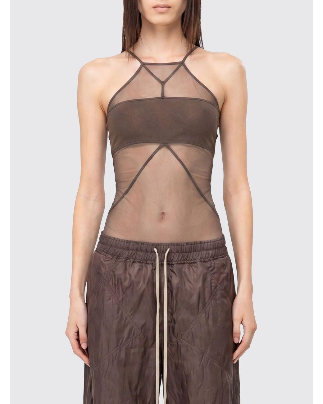 Rick Owens Brown Nylon Top
