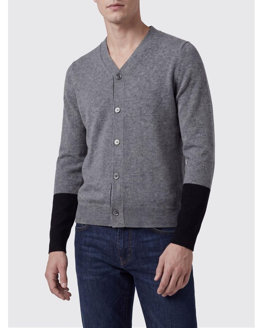 Comme des Garçons Gray Lambswool V-Neck Cardigan for men