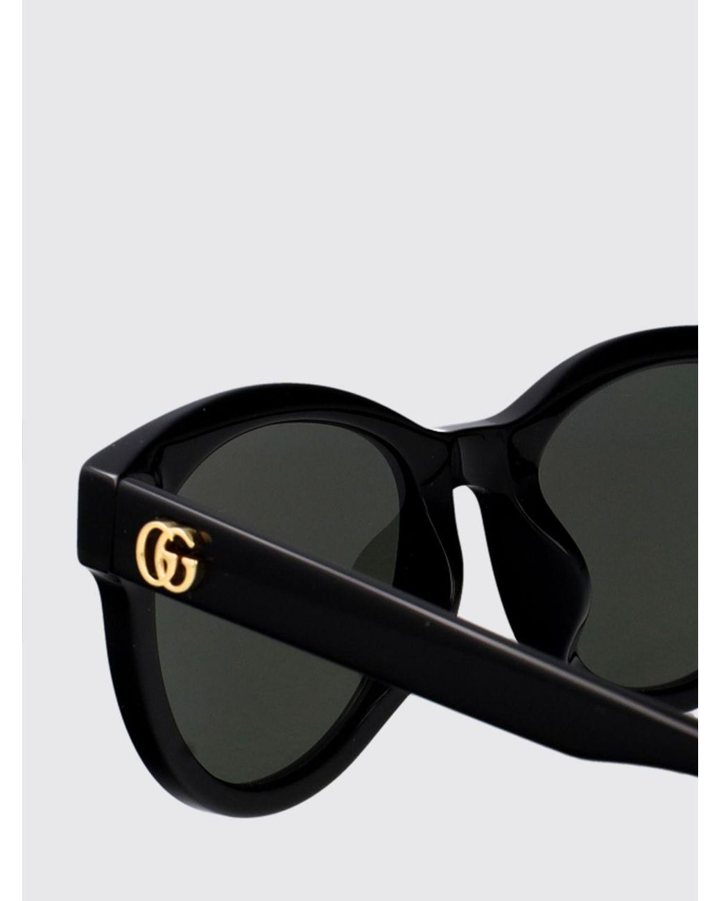 Gucci Black Tortoiseshell Acetate Cat-Eye Sunglasses With Gg Monogram