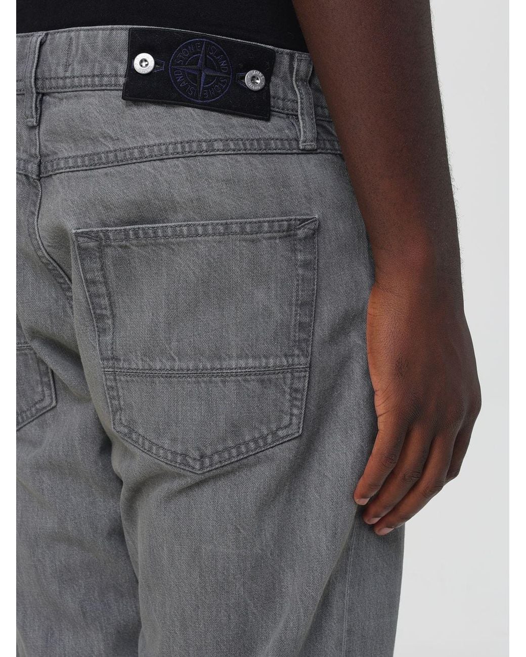 Stone Island Gray Mid-Rise Straight-Fit Cotton Denim Jeans for men
