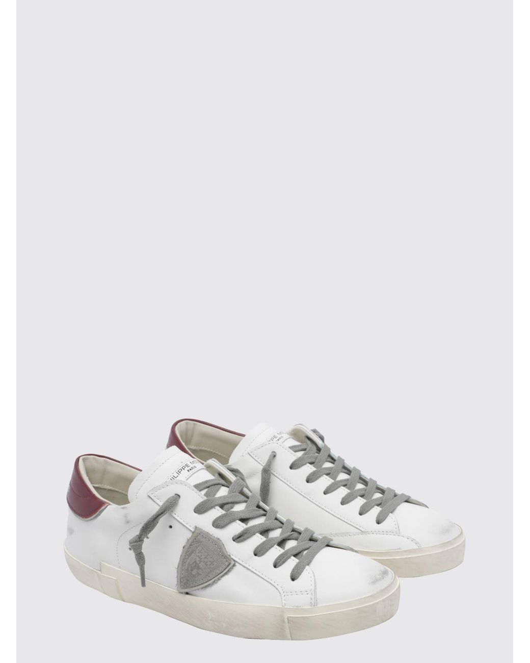 Philippe Model Paris Low-Top-Sneakers Aus Leder Mit Used-Effekt Und Schild-Logo in White für Herren
