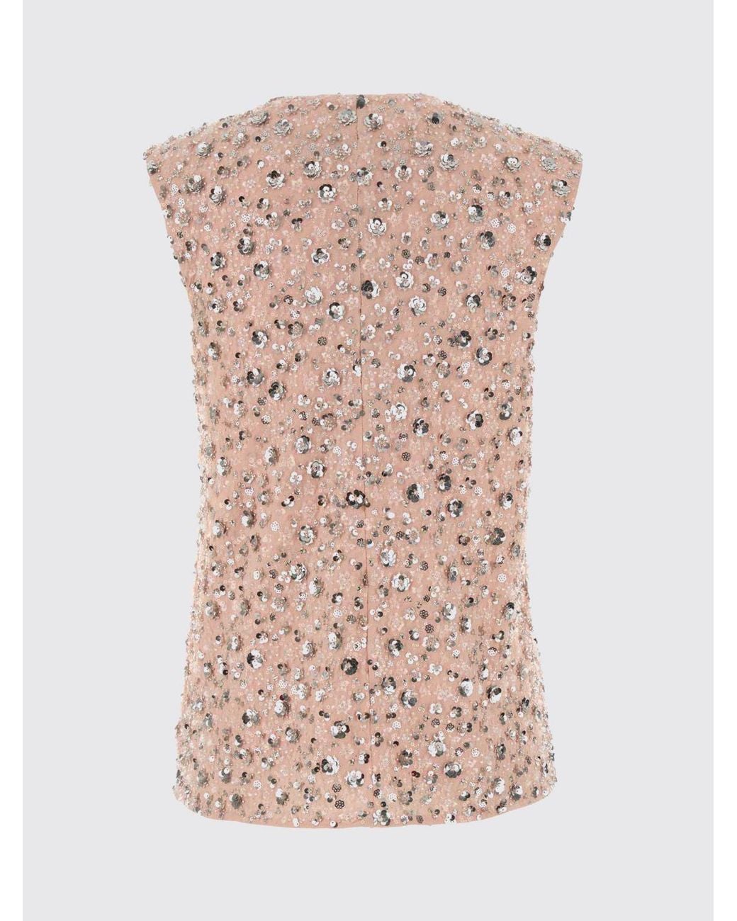 Rabanne Pink Sleeveless Top With A V-Neck And Bead And Sequin Embroidery