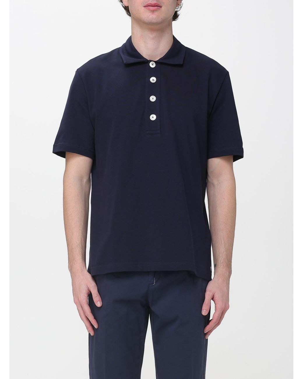 Eleventy Blue Cotton Polo Shirt for men
