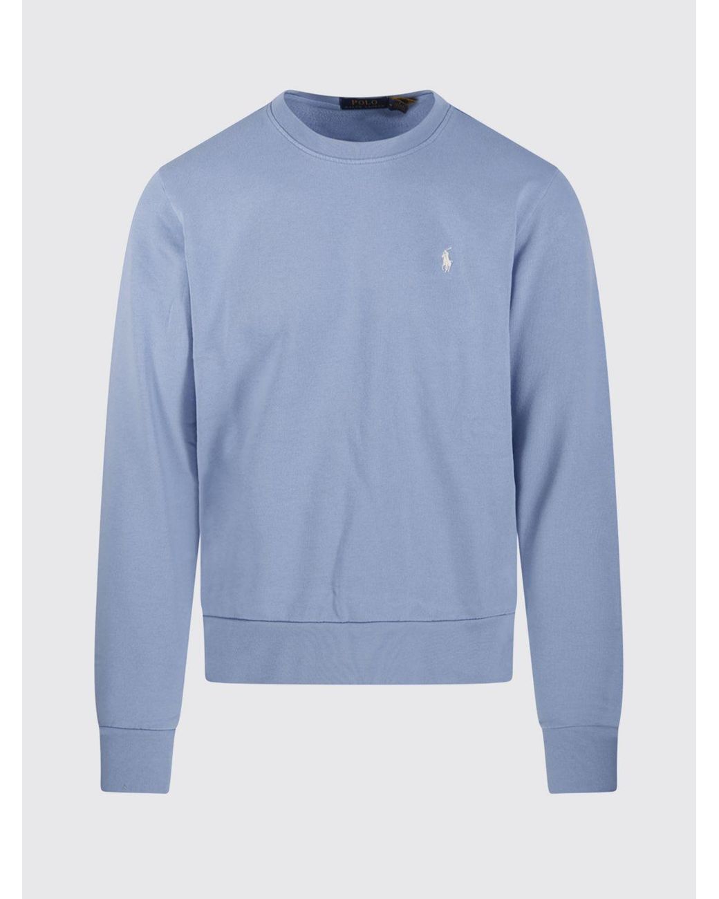 Polo Ralph Lauren Blue Cotton Crewneck Sweatshirt With Pony Logo for men