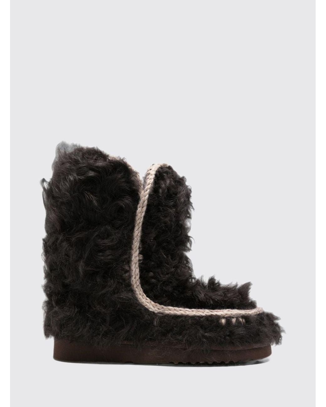 Mou Bicolour Eskimo Fur Ankle Boots With Contrast Stitching in Black | Lyst