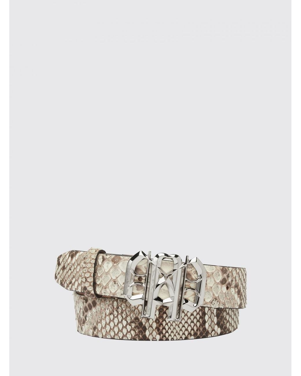 Cinturón De Piel De Serpiente Con Estampado De Pitón Y Hebilla Con Monograma Philipp Plein de color White