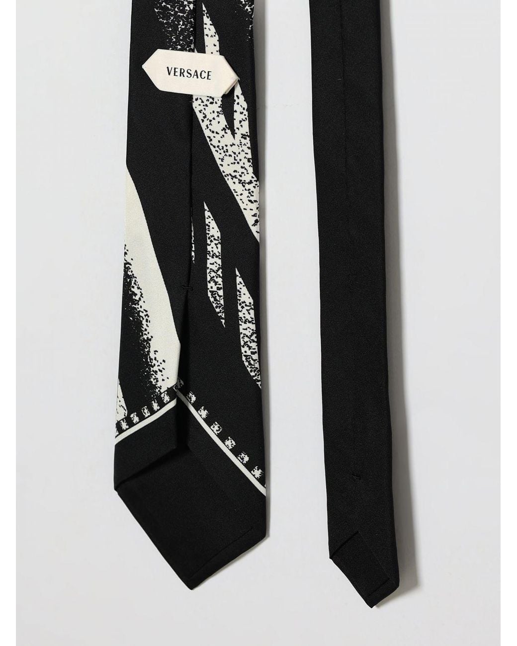 Versace White All-Over Contrast Greca Pattern Silk Tie for men