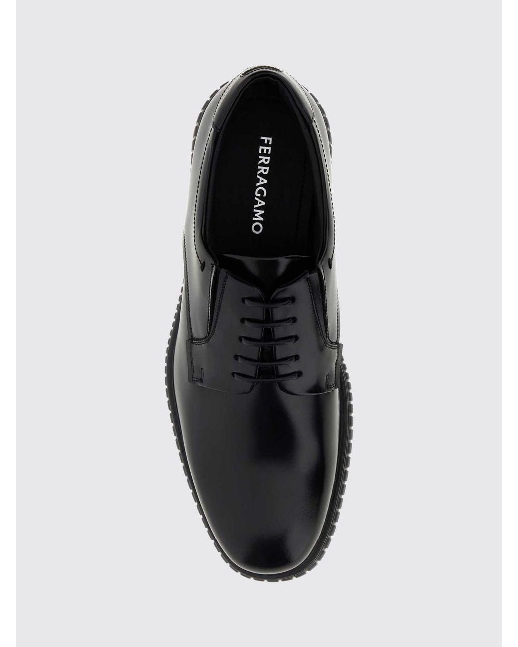 Ferragamo White Smooth Calf Leather Derby Shoes With Rubber Sole for men