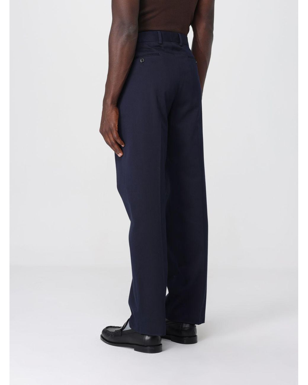Gucci Blue Slim Fit Cotton Twill Chino Trousers With Slash Pockets for men