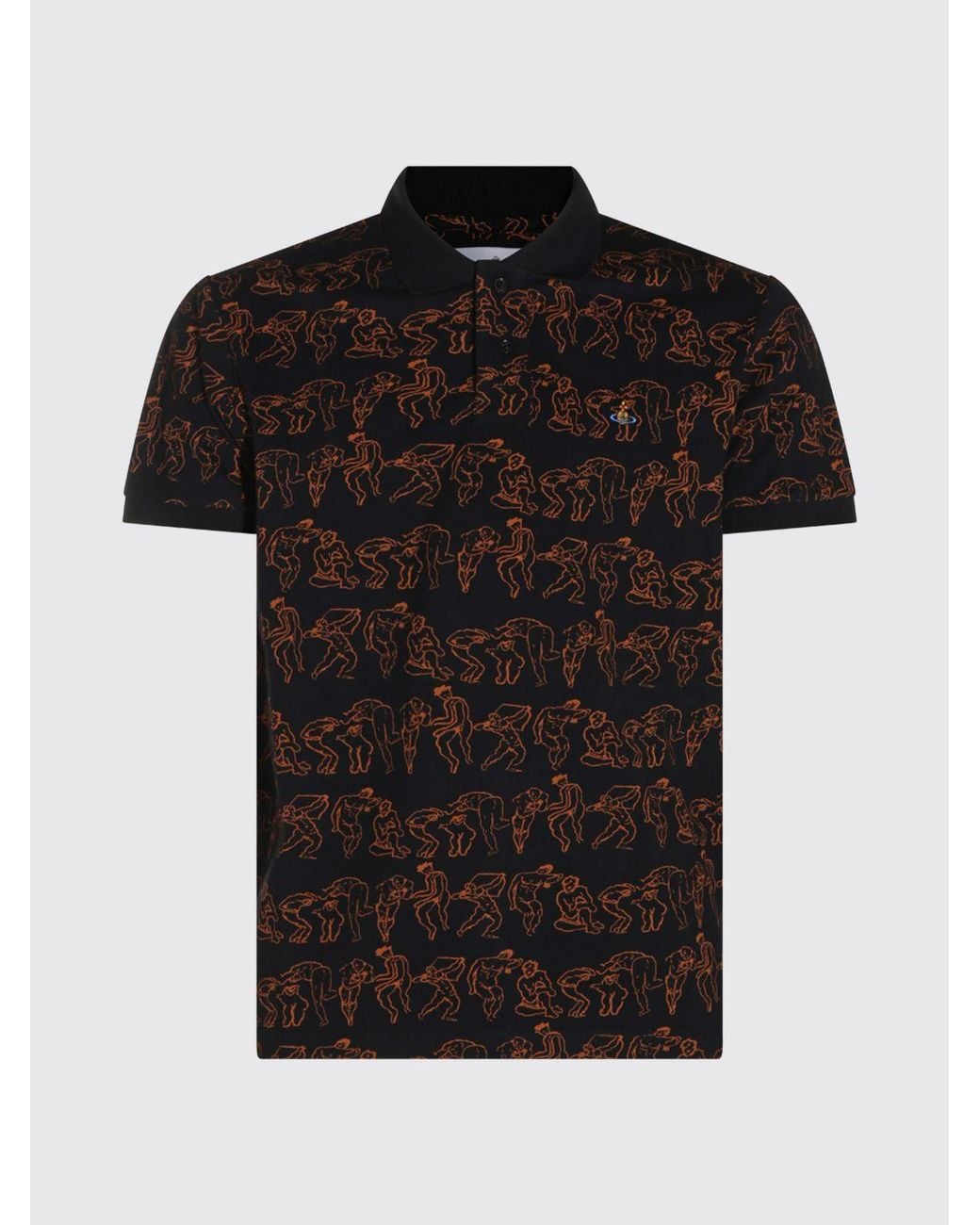 Vivienne Westwood Black Slim Fit Cotton Polo Shirt With Contrast Orb Logo for men
