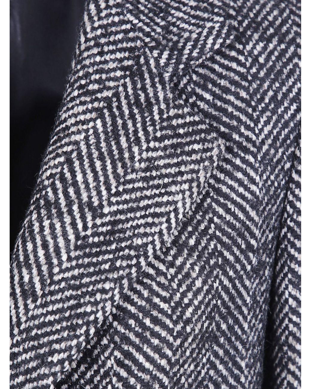 Tagliatore Blue Chevron Pattern Single-Breasted Wool Coat