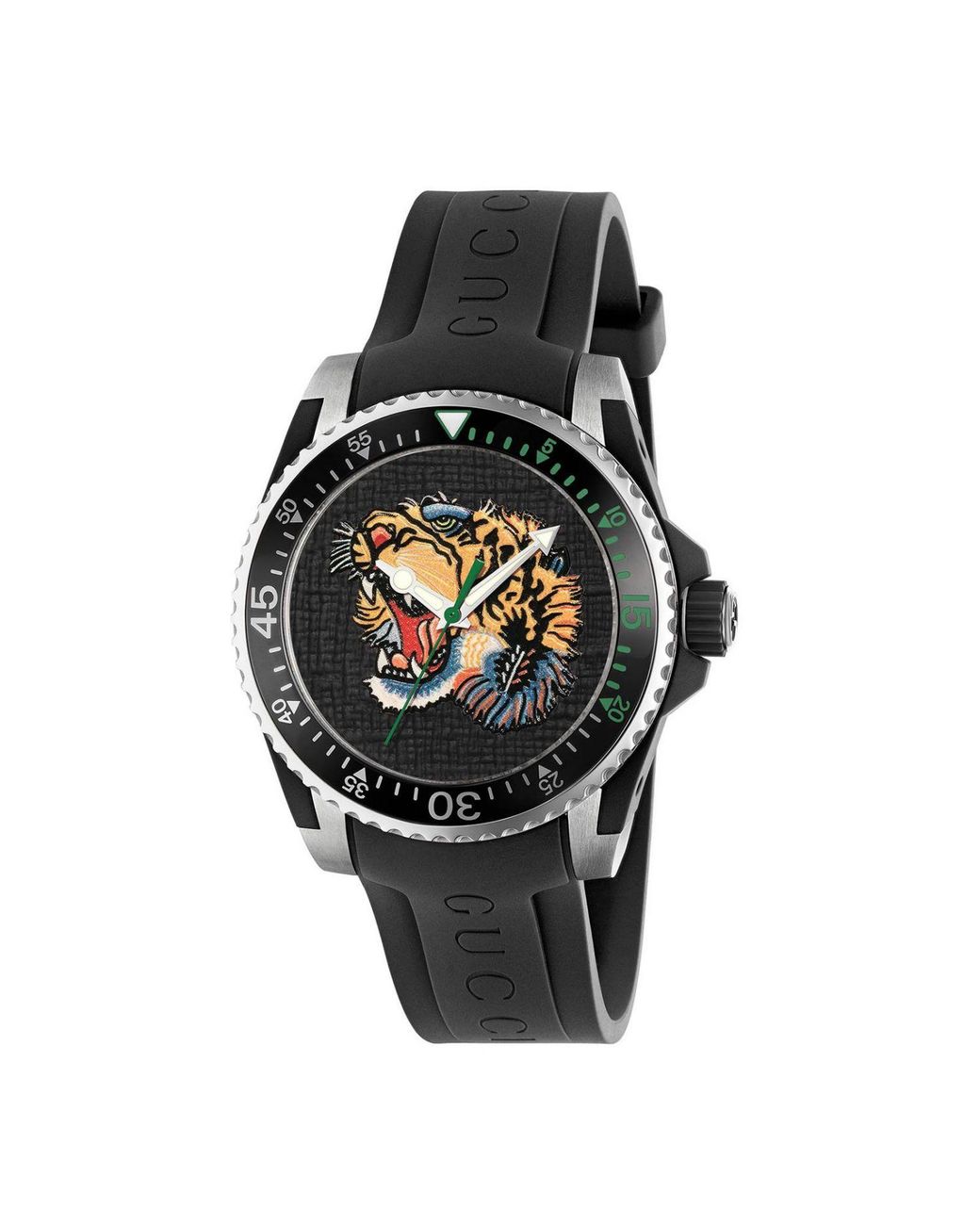 Gucci Rubber Tiger Dive Watch in Black 